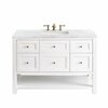 James Martin Vanities Breckenridge 48in Single Vanity, Bright White w/ 3 CM Arctic Fall Top 330-V48-BW-3AF